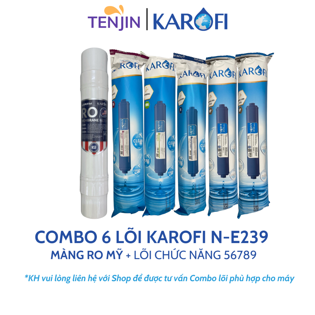 Combo 9 Lõi Lọc Nước Karofi Dùng Cho Máy B930, N-E239...Sử Dụng Livotec (Lõi 2 Nhỏ), RO Mỹ, 56789 Karofi....