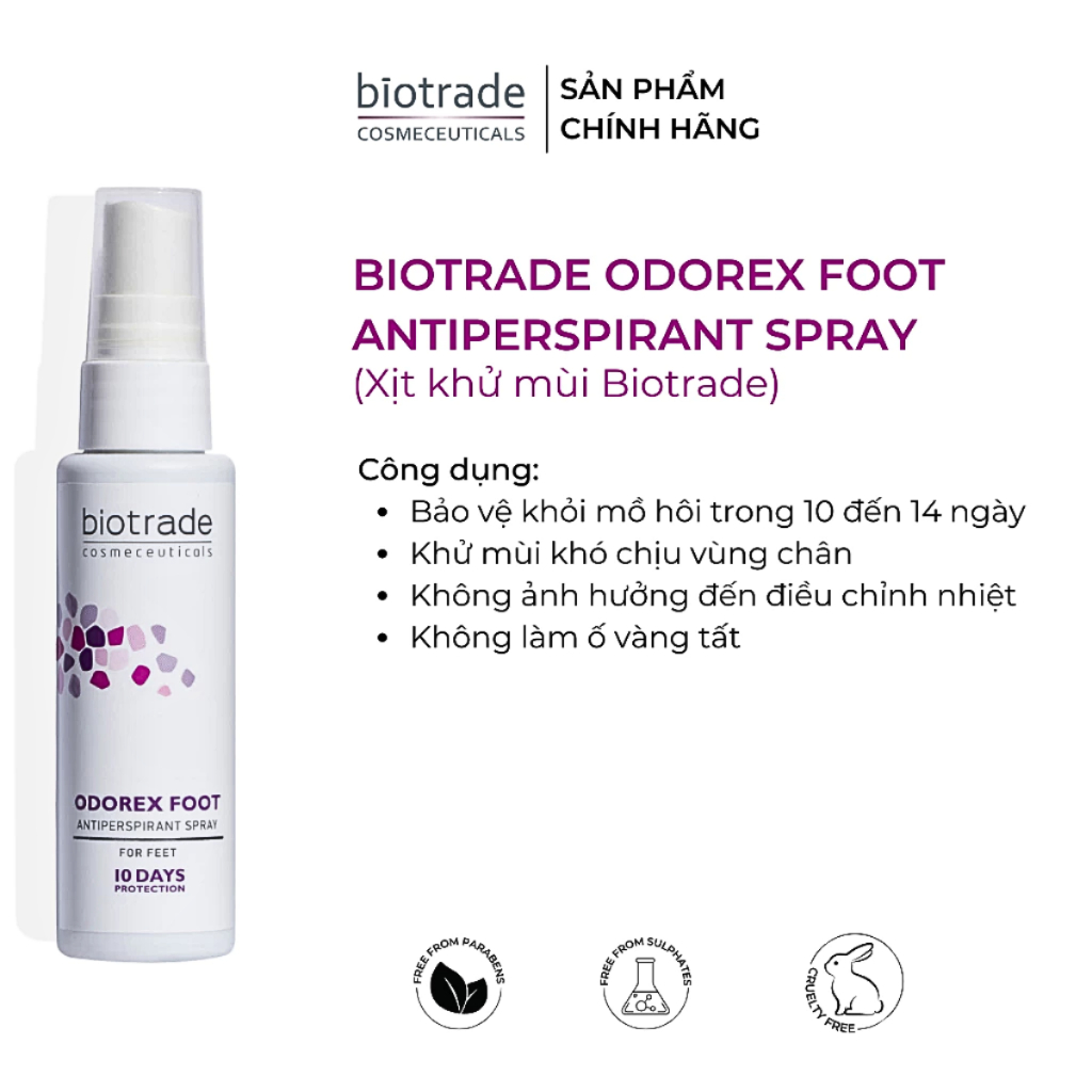 Ảnh Xịt Khử Mùi & Kiểm Soát Mồ Hôi Chân Biotrade Odorex Foot Antiperspirant Spray 40ml – Khô Thoáng Suốt 48h 3