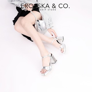 Erosska - Giày sandal cao gót nữ quai ngang khóa cài kiểu dáng năng động màu kem - DX001