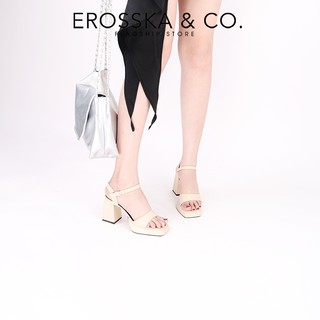 Erosska - Giày sandal cao gót nữ quai ngang khóa cài kiểu dáng năng động màu kem - DX001