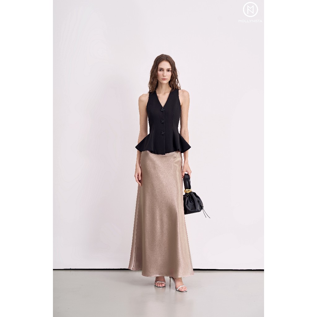 Ảnh Áo gile peplum nút hoa nổi MOLLYNISTA thiết kế quyến rũ thanh lịch nữ tính cao cấp 4