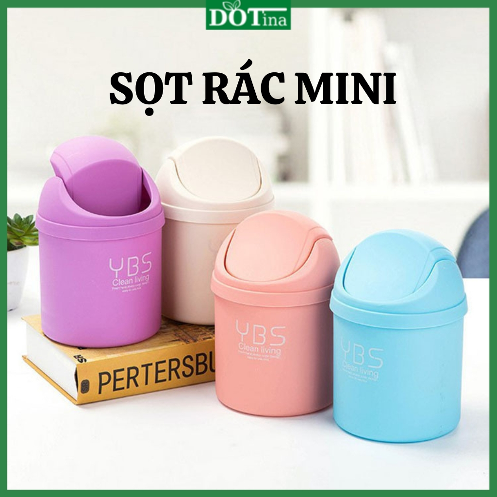 Thùng rác mini sọt rác để bàn phòng ngủ cute có nắp lật tiện lợi dễ ...
