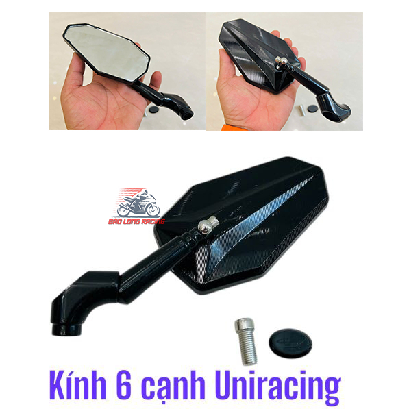 Gương chiếu hậu 6 cạnh Uniracing nhựa đúc gắn xe máy Sirius Wave Dream Exciter Winner AB SH Lead.....