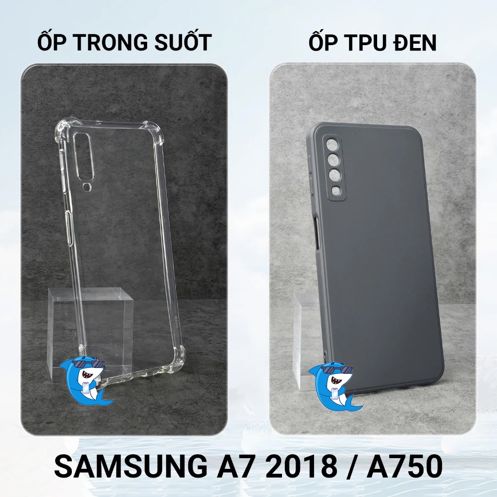 Ốp lưng Samsung A7 2018, A750 nhựa silicon trong suốt dẻo chống sốc viền vuông bảo vệ đt BIBI