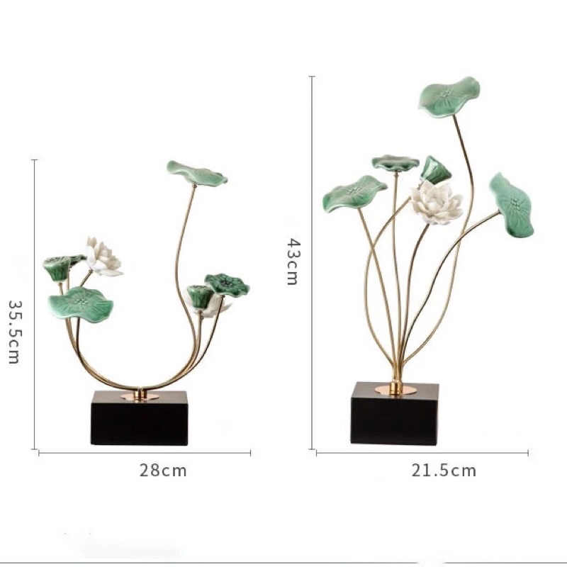 Decor hoa sen sứ trắng trang trí nhà cửa, quà tặng, tân gia, trang trí kệ tivi, tủ,bàn