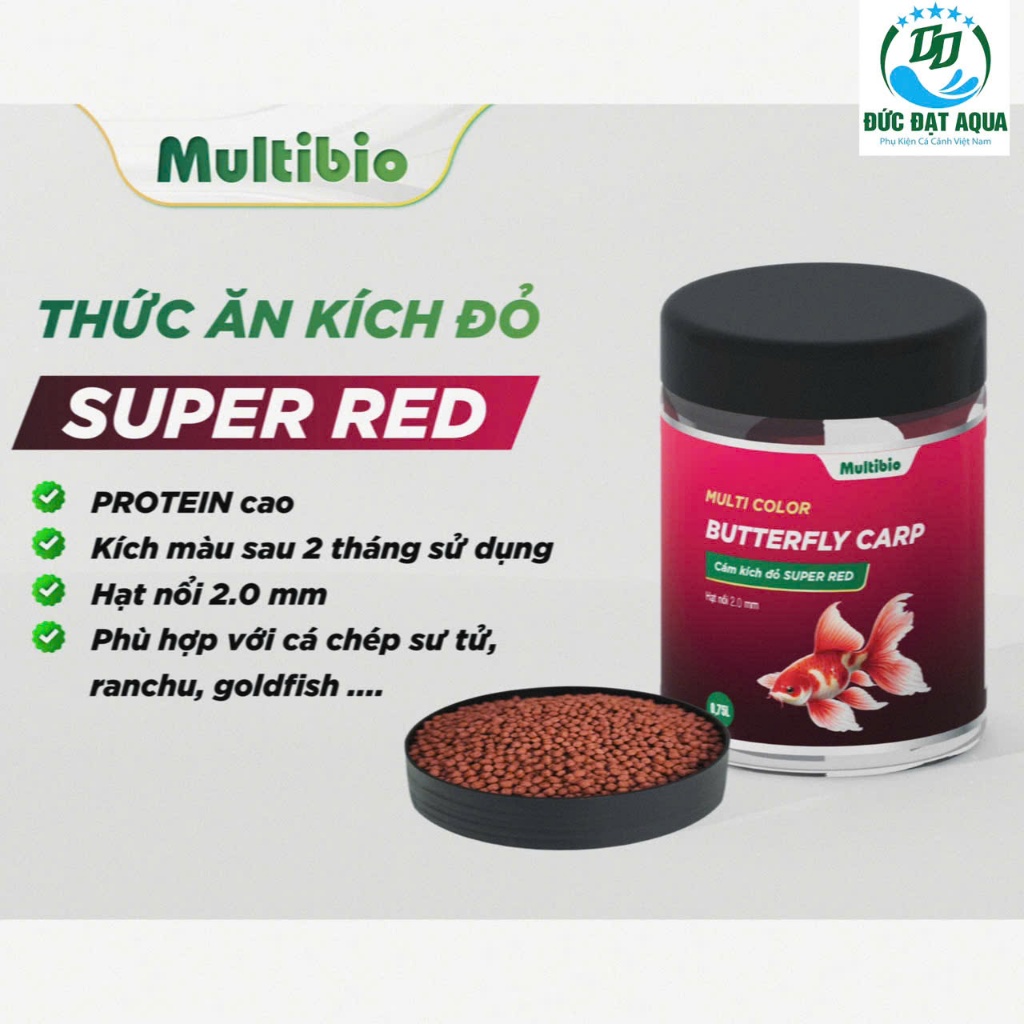 Butterfly carp super red 0,75L phù hợp cá chép sư tử, ranchu, goldfish. Kích đỏ hạt nổi 2.0 mm 2