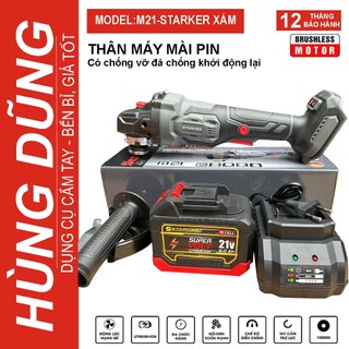 Máy mài dùng pin Starker CÓ CHỐNG SỐC ĐÁ động cơ lõi đồng không chổi than, tem dập nổi, chân pin phổ thông