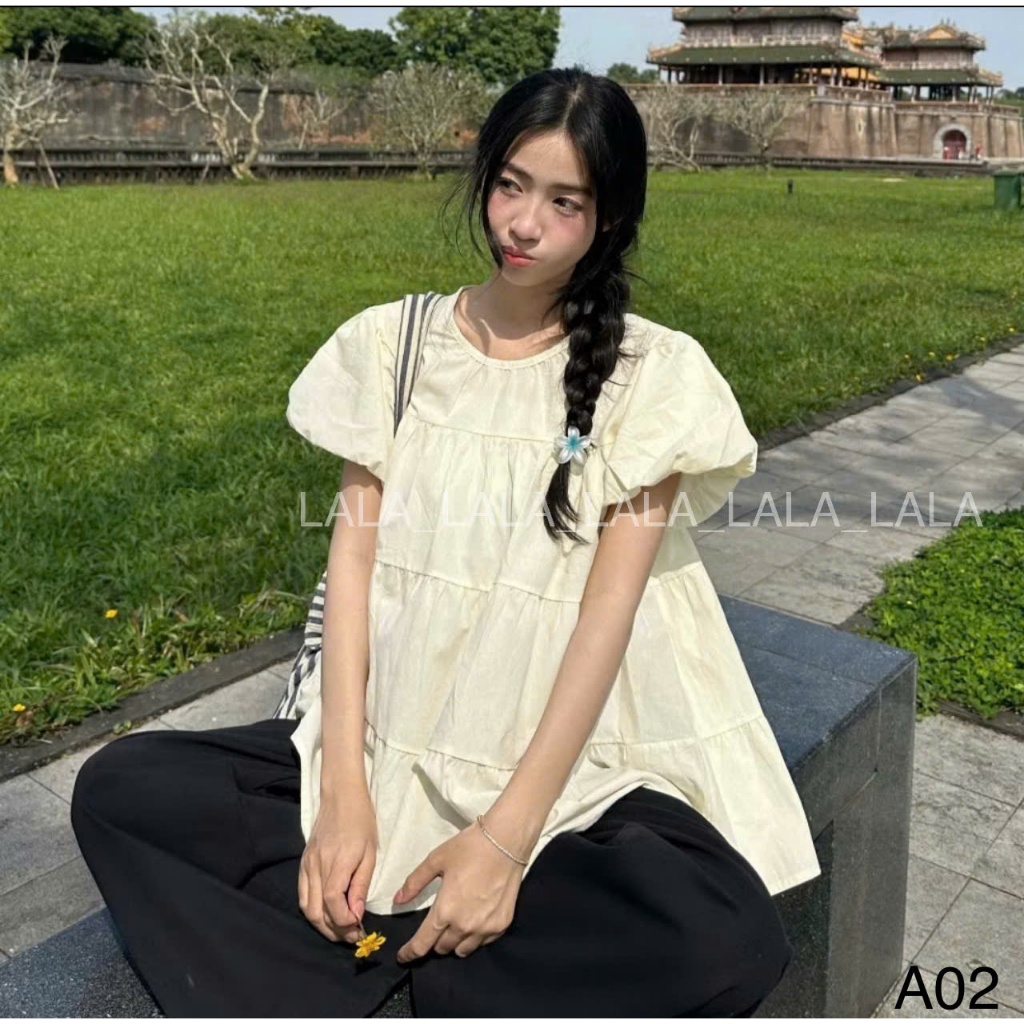 Áo babydoll siêu xinh tay bồng nhiều màu dễ phối đồ freesize dưới 56kg LALASTORE A04