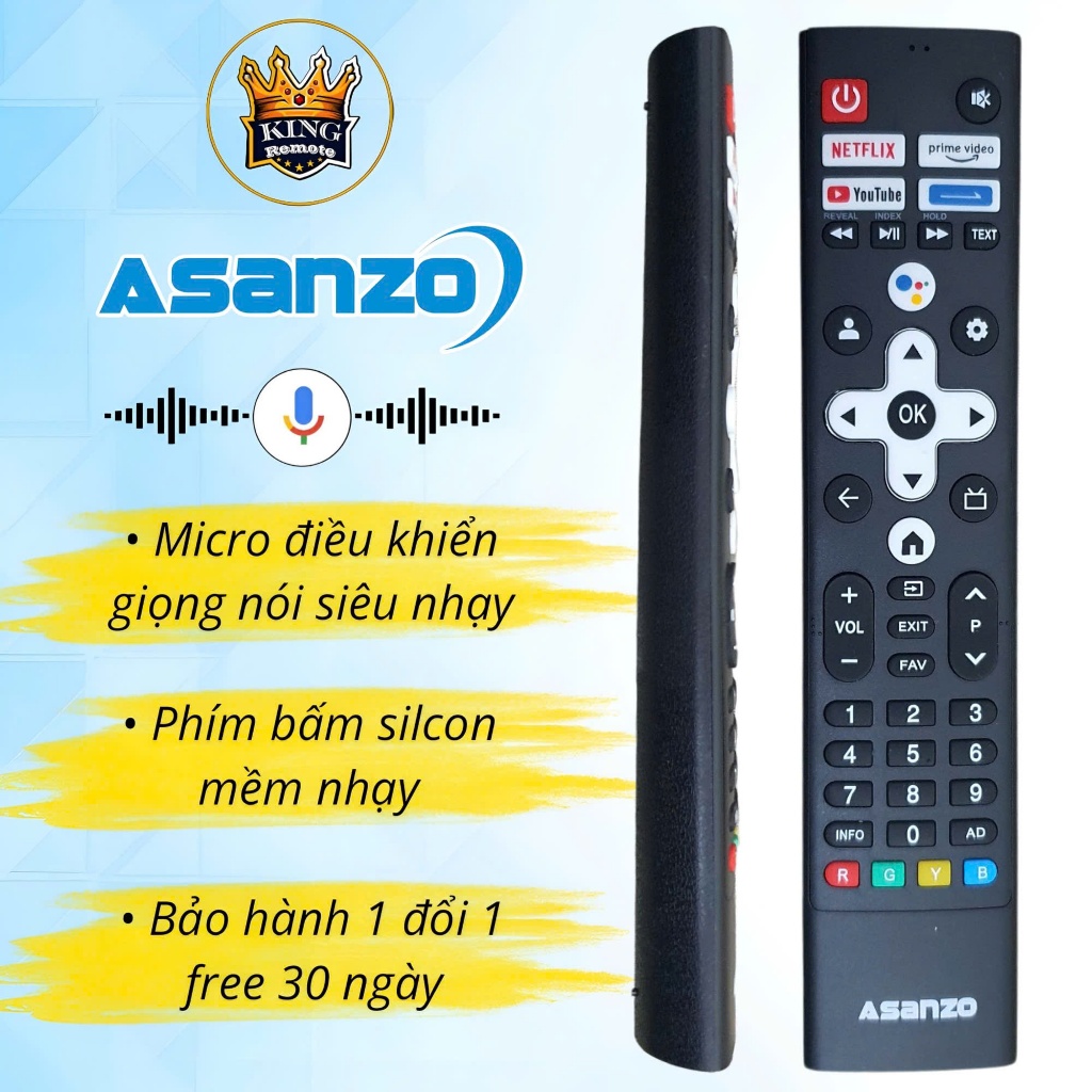 Remote điều khiển tivi ASANZO giọng nói hàng chính hãng | Shopee Việt Nam