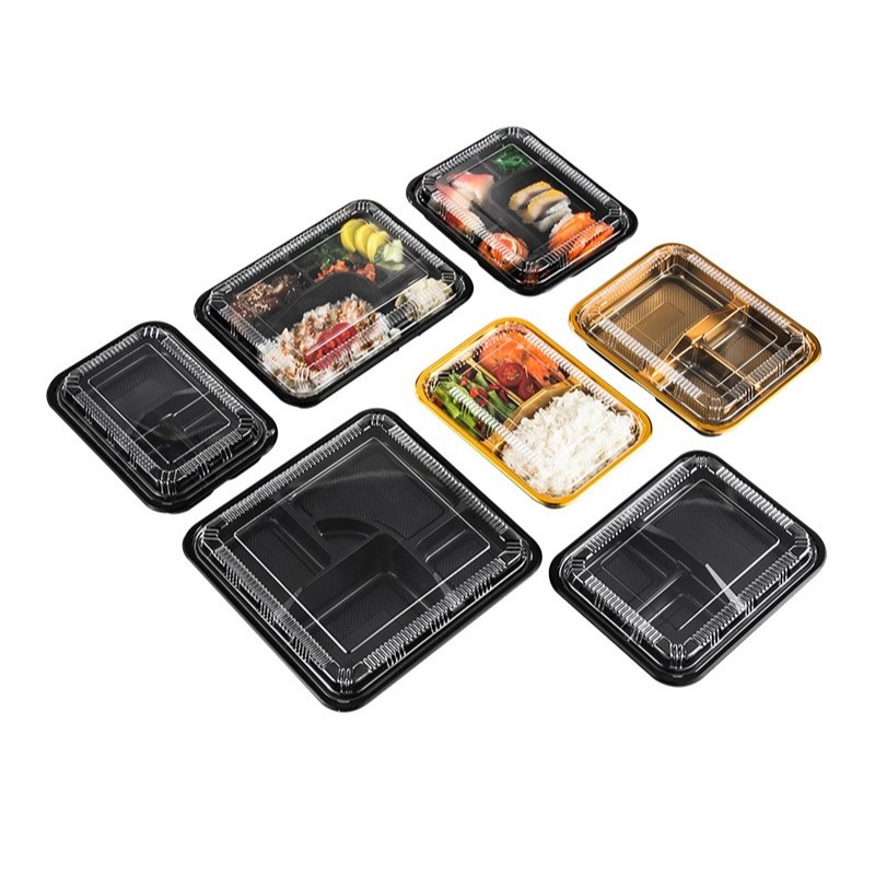 Combo 10 Khay Nhựa Đế Đen Kèm Nắp HT17,HT205,HT203, HT25 Dùng Để Đựng Đồ Ăn, Cơm Văn Phòng, Xôi, Bánh Ngọt,...