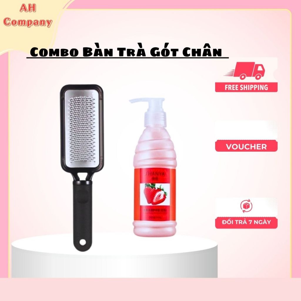 Combo Bàn Chà Gót Chân & Kem Dưỡng Ẩm Da Làm Mềm Da, Thiết Kế Nhỏ Gọn Sử Dụng Tiện Lợi