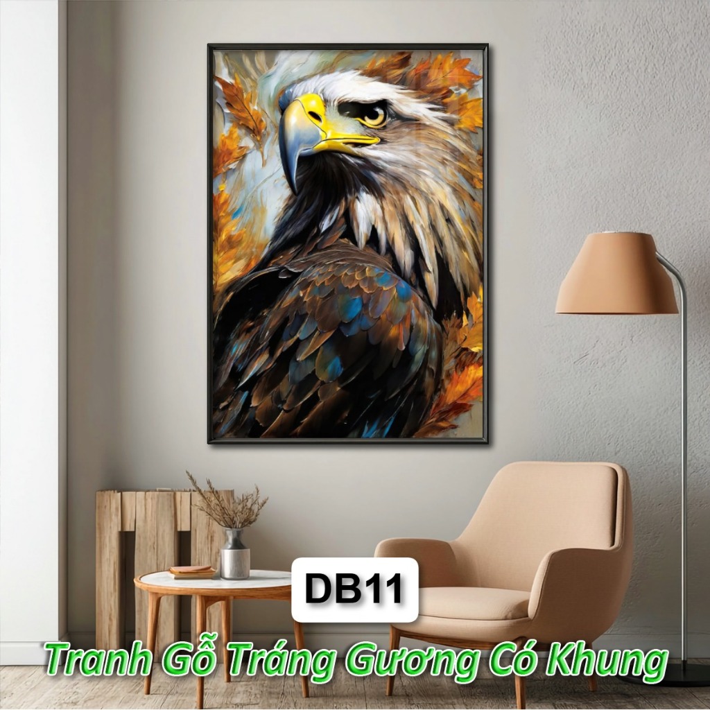 Tranh Đại Bàng Vua Bầu Trời Tráng Gương Khung Composite Decor Treo Tường Trang Trí Phòng Khách
