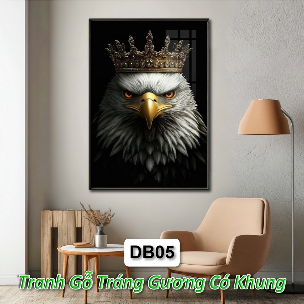 Tranh Đại Bàng Vua Bầu Trời Tráng Gương Khung Composite Decor Treo Tường Trang Trí Phòng Khách