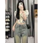 Quần Jean Ống Rộng Nữ Màu Xanh Bụi Lưng Cao. Quần Bò Ống Suông Phong Cách Retro Ulzzang Hàn Quốc