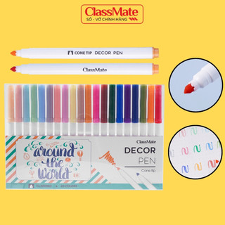 Bút Decor Pen Classmate Bộ 20 Màu Đầu Ngòi Chóp Nón Viết Calligraphy Cho Người Mới Học, Mực Nhiều Tô Màu CL-MK002