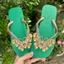 DÉP XỎ NGÓN NỮ GẮN CHARM BỨM QUẠT VÀNG ĐÍNH FULL ĐÁ SÁNG LẤP LÁNH MIX CÙNG 18 MÀU ĐẾ