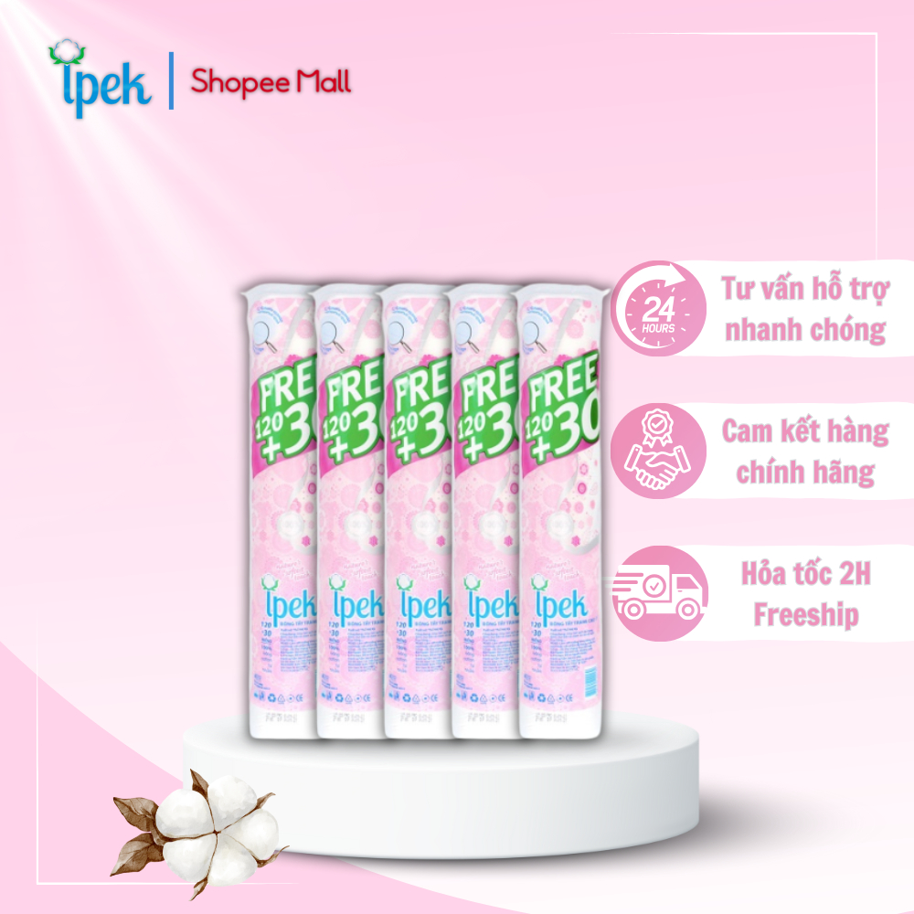 Ảnh Combo 5 bông tẩy trang Ipek Thổ Nhĩ Kỳ 100% nature 150 miếng (5x150) 3