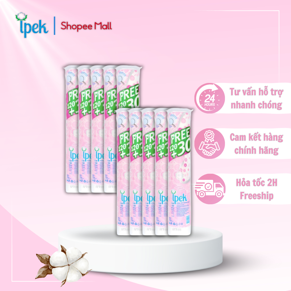 Ảnh Combo 10 Bông tẩy trang Ipek siêu mềm mịn 150 miếng 2