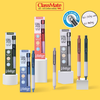 Bút Gel Ngòi 0.5mm Classmate Bút Nước Vintage Mực Xanh Đen, Mực Không Thấm Nước, Có Đệm Tay Cầm, Dùng Ghi Chép CL-GP111