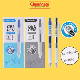 Hộp 5 Bút Gel Classmate Nhanh Khô, Bút Bi Xanh Đen Siêu Trơn Mực Không Thấm Nước CL-GP112
