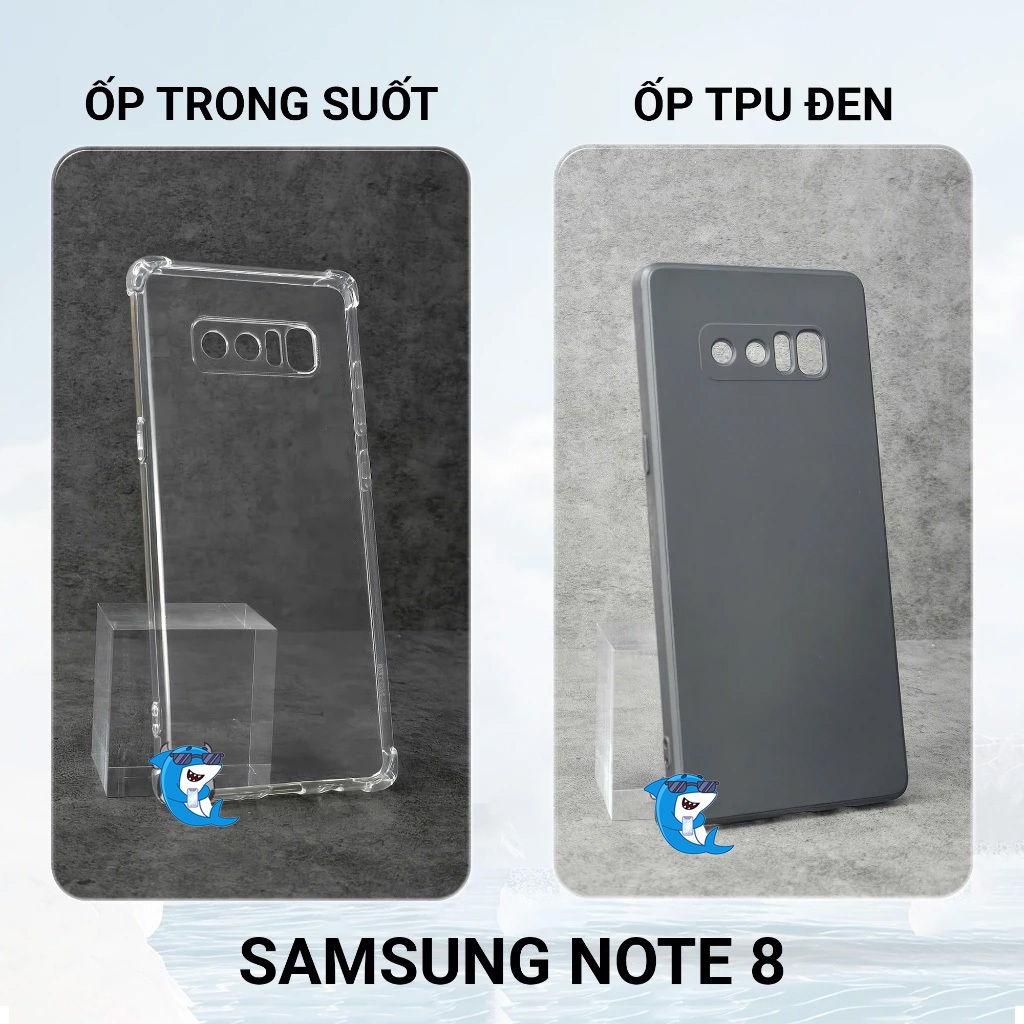 Ốp lưng Samsung Note 8 silicon trong suốt dẻo cao cấp chống sốc viền vuông bảo vệ cam điện thoại