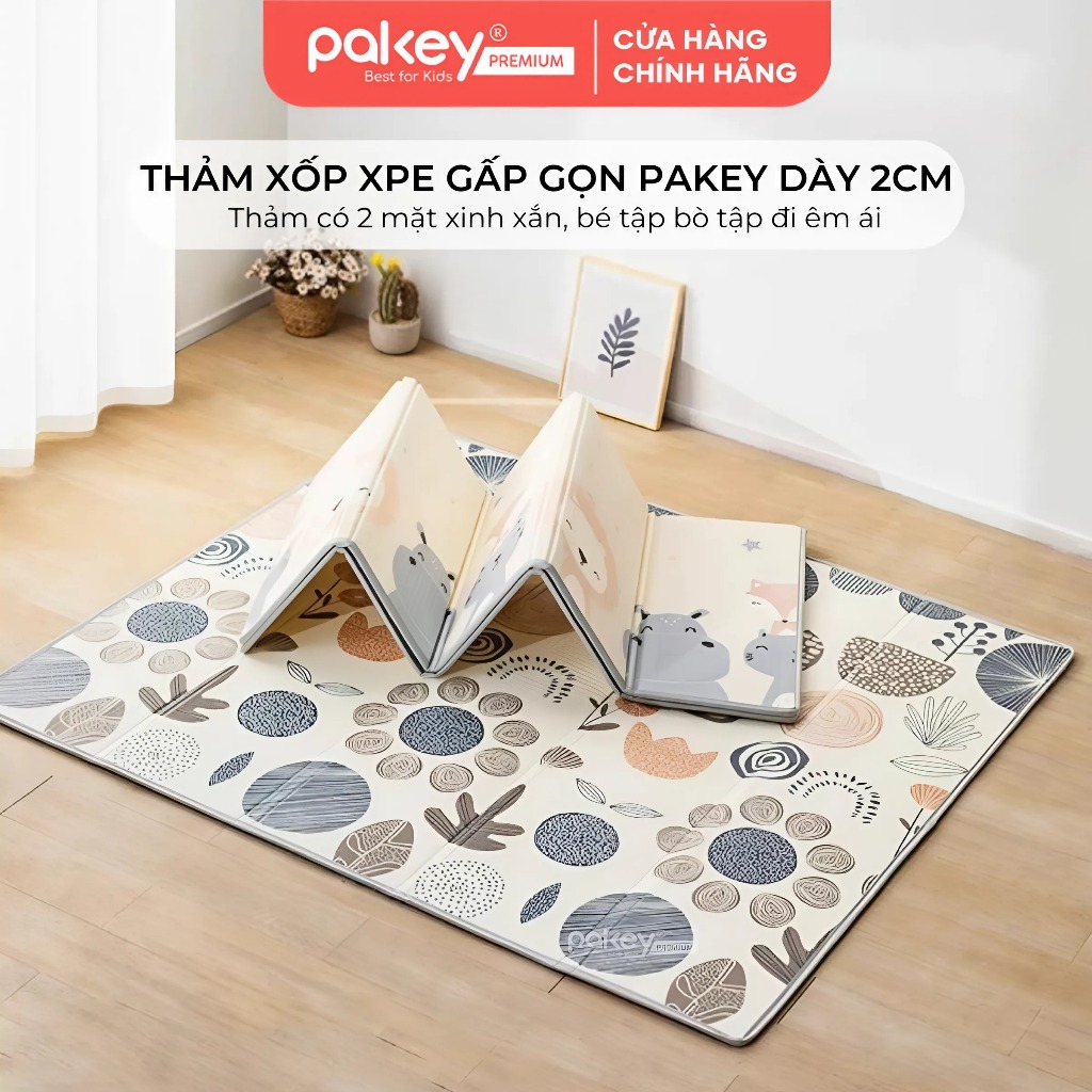 Ảnh Thảm Xốp Gấp Gọn XPE PAKEY Cao Cấp, Thảm Trải Sản 2 Mặt Dày 2cm Cho Bé Tập Bò, Tập Đi Êm Ái, Chống Ngã 1