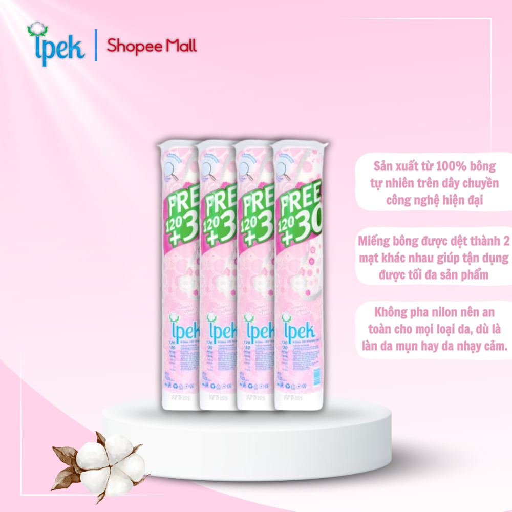 Ảnh Combo 4 gói bông tẩy trang Ipek 150 miếng ( 4 x 150 miếng) 2