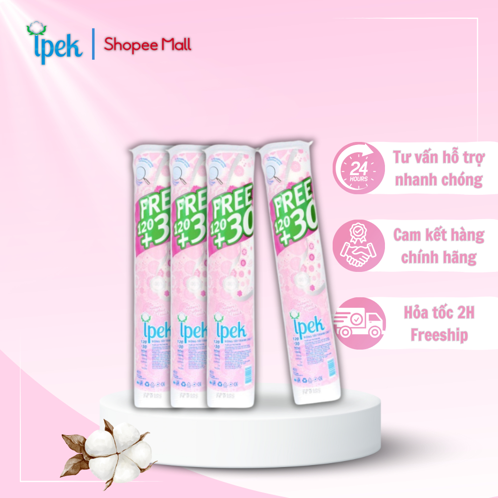 Ảnh Combo 4 cây bông tẩy trang IPEK chính hãng Thổ Nhĩ Kỳ 100% cotton tự nhiên (4*150) 1