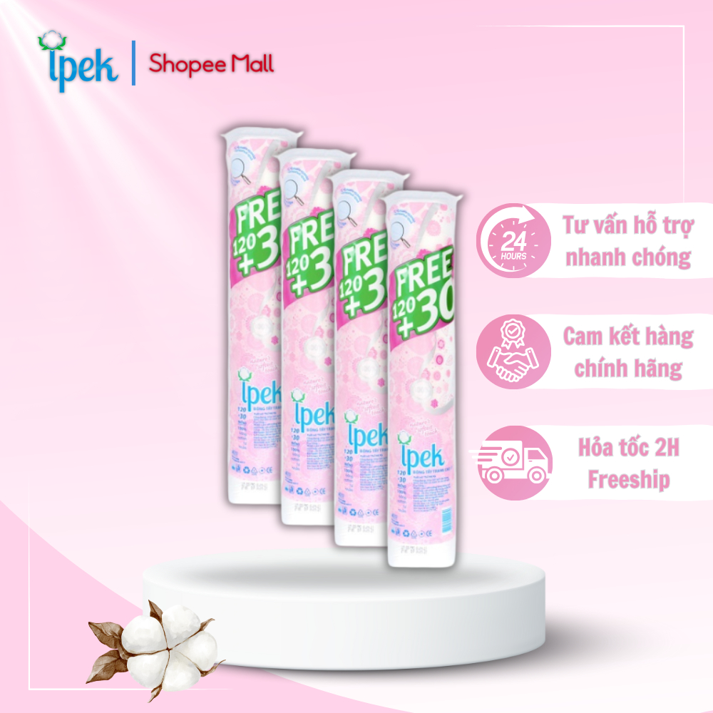 Ảnh Combo 4 bông gói tẩy trang ipek 150 miếng (4x150 miếng) 1
