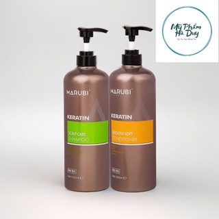 Cặp Gội Xả Marubi Keratin 1000ml siêu mềm mượt hương thơm nước hoa