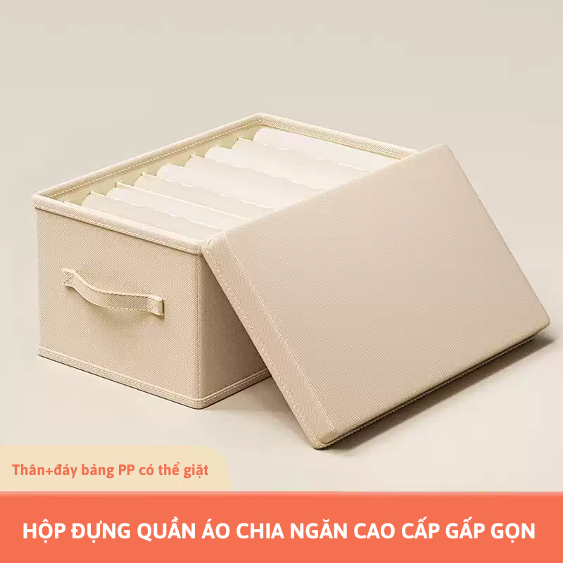 (Giặt được) Hộp đựng quần áo chia ngăn 0-7-9 ngăn, vải Cation/Cotton cao cấp, khung bảng PP đứng form TD50