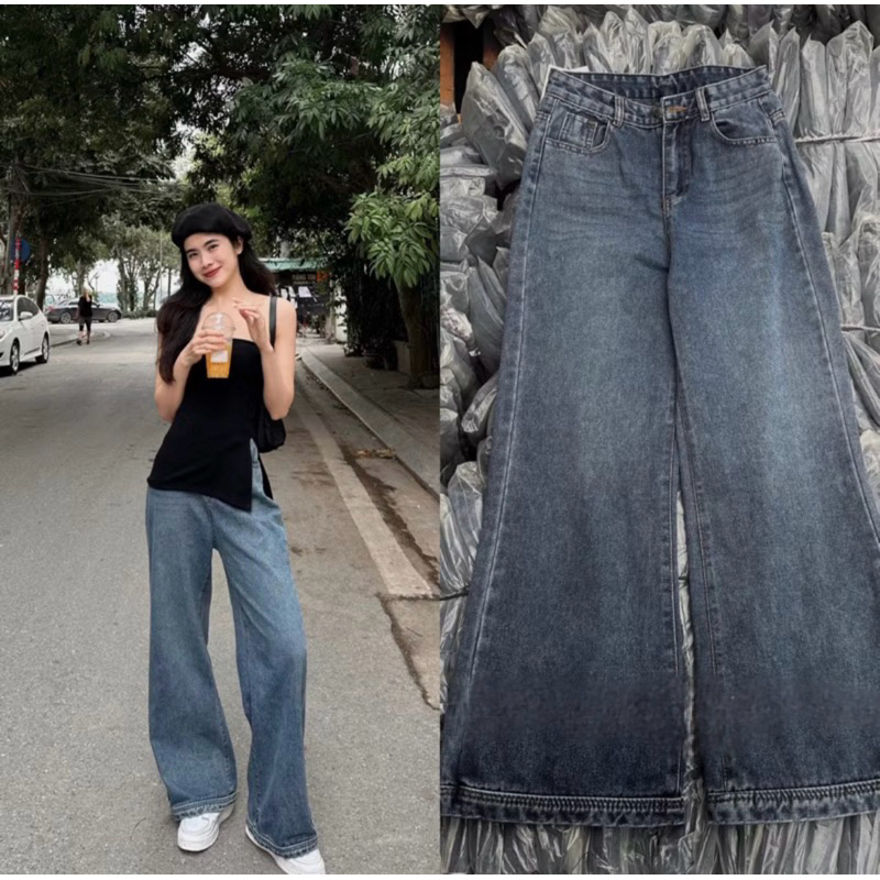 Quần jeans ống loe rộng 6963 NỮ the.sweaterweather TSW (ảnh thật)