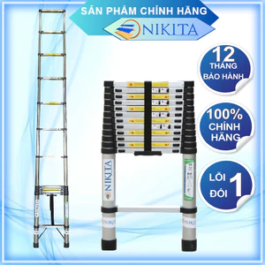 Thang Nhôm Rút Đơn 3,8M - Gọn nhẹ, tiện dụng, không rỉ - Hàng Chính Hãng NIKITA - Bảo Hành 24 Tháng