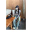Quần Jean Ống Rộng Nữ Màu Xanh Bụi Lưng Cao. Quần Bò Ống Suông Phong Cách Retro Ulzzang Hàn Quốc