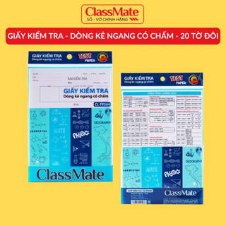 Giấy Kiểm Tra Kẻ Ngang Có Chấm CLASSMATE Thiết Kế Toán Ký Hóa, Bề Mặt Láng Mịn, Viết Êm Tay CL-TP204