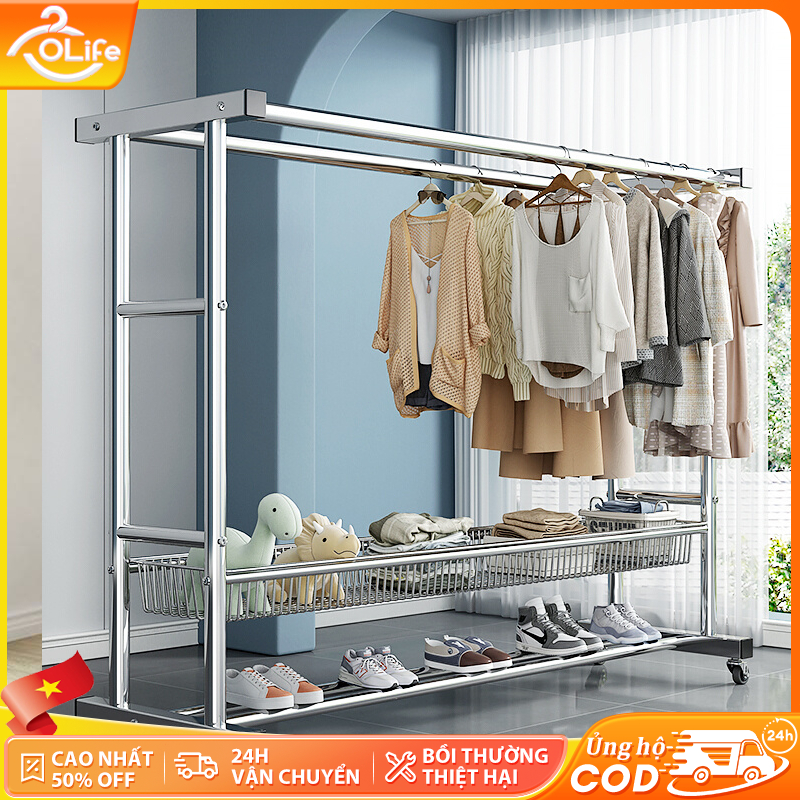 𝐎𝐥𝐢𝐟𝐞 Giàn Phơi Có Bánh Xe Di Chuyển Sào Phơi Giàn Phơi Đồ Lắp Ráp Dễ Dàng