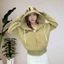 Áo khoác nỉ thêu chữ GELIN chống nắng mũ to tay xỏ ngón dáng croptop thêu zip đi nắng