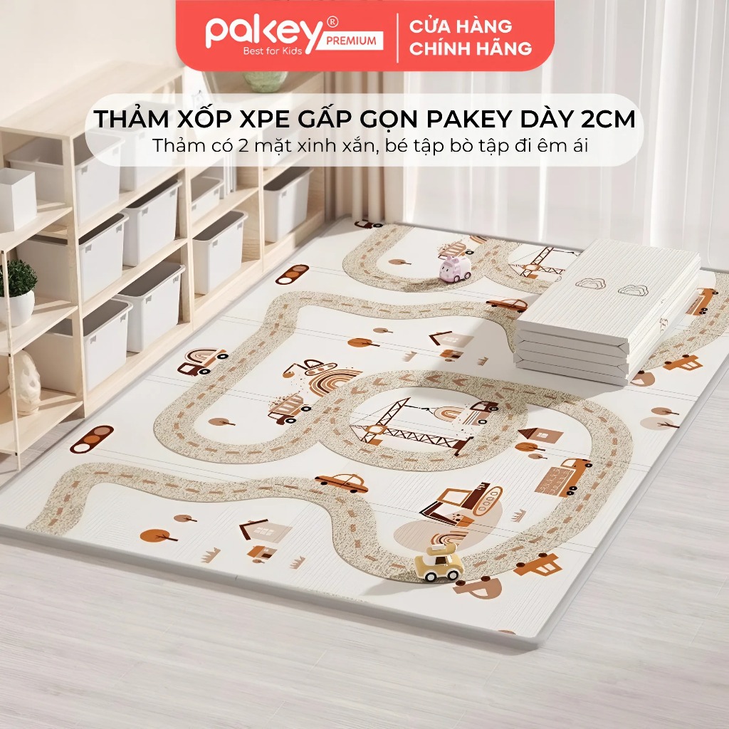 Ảnh Thảm Trải Sàn Gấp Gọn PAKEY Siêu Dày 2cm Cho Bé Tập Bò, Tập Đi, Vui Chơi Êm Ái, Thảm Gấp Gọn Đa Năng 1