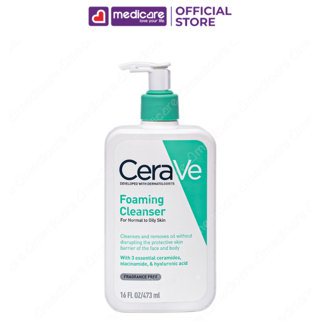 Sữa Rửa Mặt CERAVE Foaming Cleanser dành cho da thường và da dầu 473ml