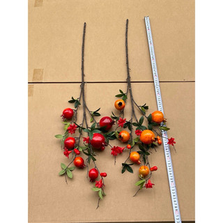 cành lựu hoa bầu 6quả 95cm, lựu giả trang trí cao cấp