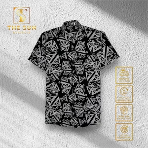 Áo Sơ Mi Lụa Họa Tiết Tam Giác 3 Màu - Cuban Shirt TS38, TS41, TS43 - Size 50-100kg - Vải Lụa Thoáng Mát, Chống Nhăn Tốt