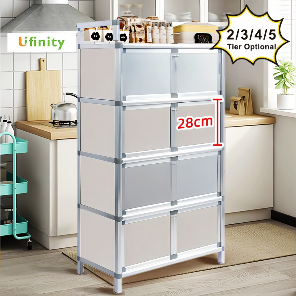 Tủ Bếp 1-4 Tầng Đa Năng Trữ Đồ Ăn/Bát Đĩa/Rau Củ Chống Ẩm Chống Thấm Chịu Lực Tốt Tủ Có Nắp Đậy