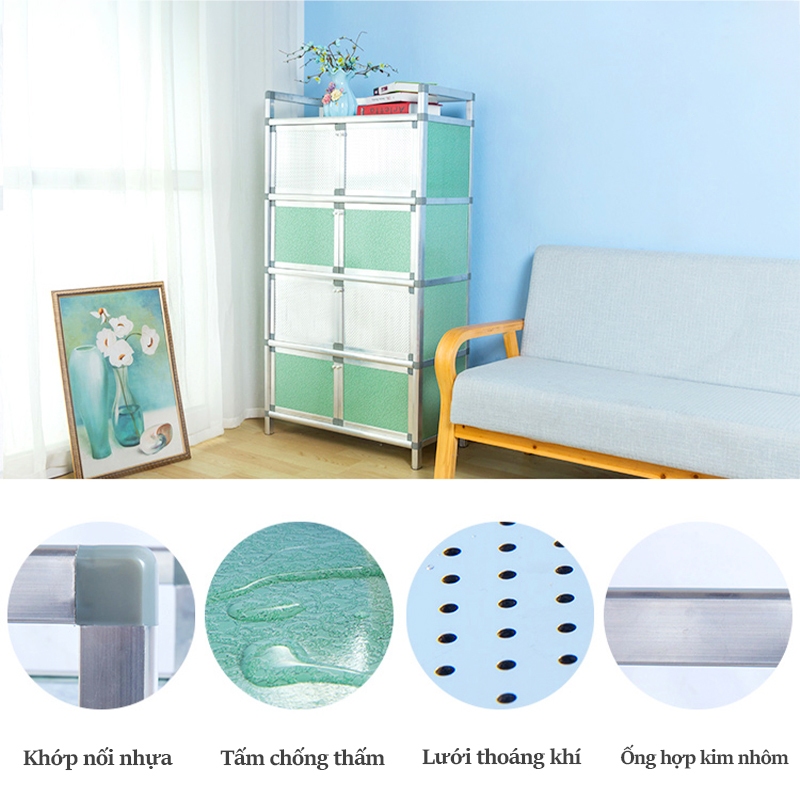 Tủ Bếp 1-4 Tầng Đa Năng Trữ Đồ Ăn/Bát Đĩa/Rau Củ Chống Ẩm Chống Thấm Chịu Lực Tốt Tủ Có Nắp Đậy