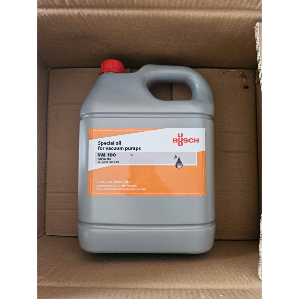 Dầu chân không Busch VM 100 – Chính hãng Đức – Can 5L dùng cho bơm chân không vòng dầu Busch R5