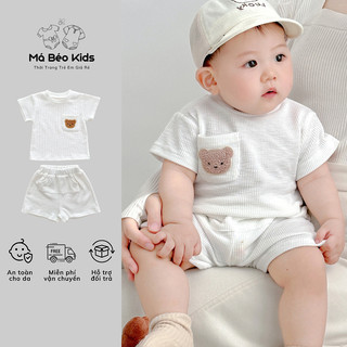 Set Bộ Quần Áo Cho Bé, Body Chip Cộc Tay Thun Tăm Lạnh Túi Gấu Cotton Thời Trang Mùa Hè Cho Bé Trai Bé Gái 5-12kg PL05