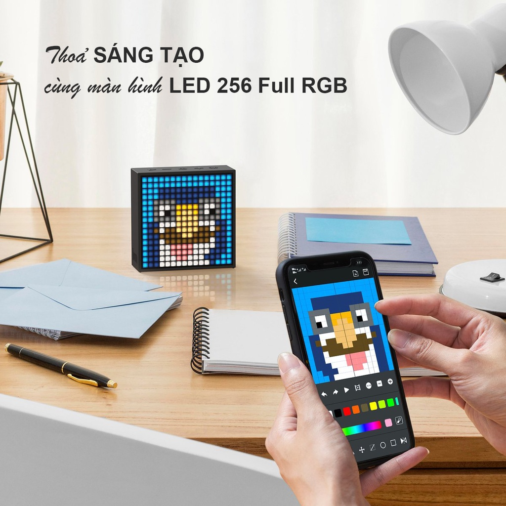 Ảnh Loa bluetooth thông minh Divoom Timebox-Evo, tích hợp màn hình LED 256 Full RGB, đồng bộ tin nhắn, cuộc gọi và thông báo 2