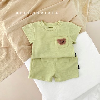 Set Bộ Quần Áo Cho Bé, Body Chip Cộc Tay Thun Tăm Lạnh Túi Gấu Cotton Thời Trang Mùa Hè Cho Bé Trai Bé Gái 5-12kg PL05