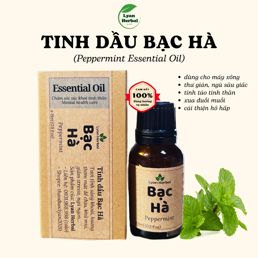Tinh dầu Bạc Hà xông phòng khử mùi, dùng cho máy xông tinh dầu, ngủ