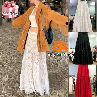 [ CV-103 ] Chân váy ren 2 lớp form dài 1m có lót dễ thương sang trọng lưng thun eo 58-75cm Free Size dưới 54kg hot top