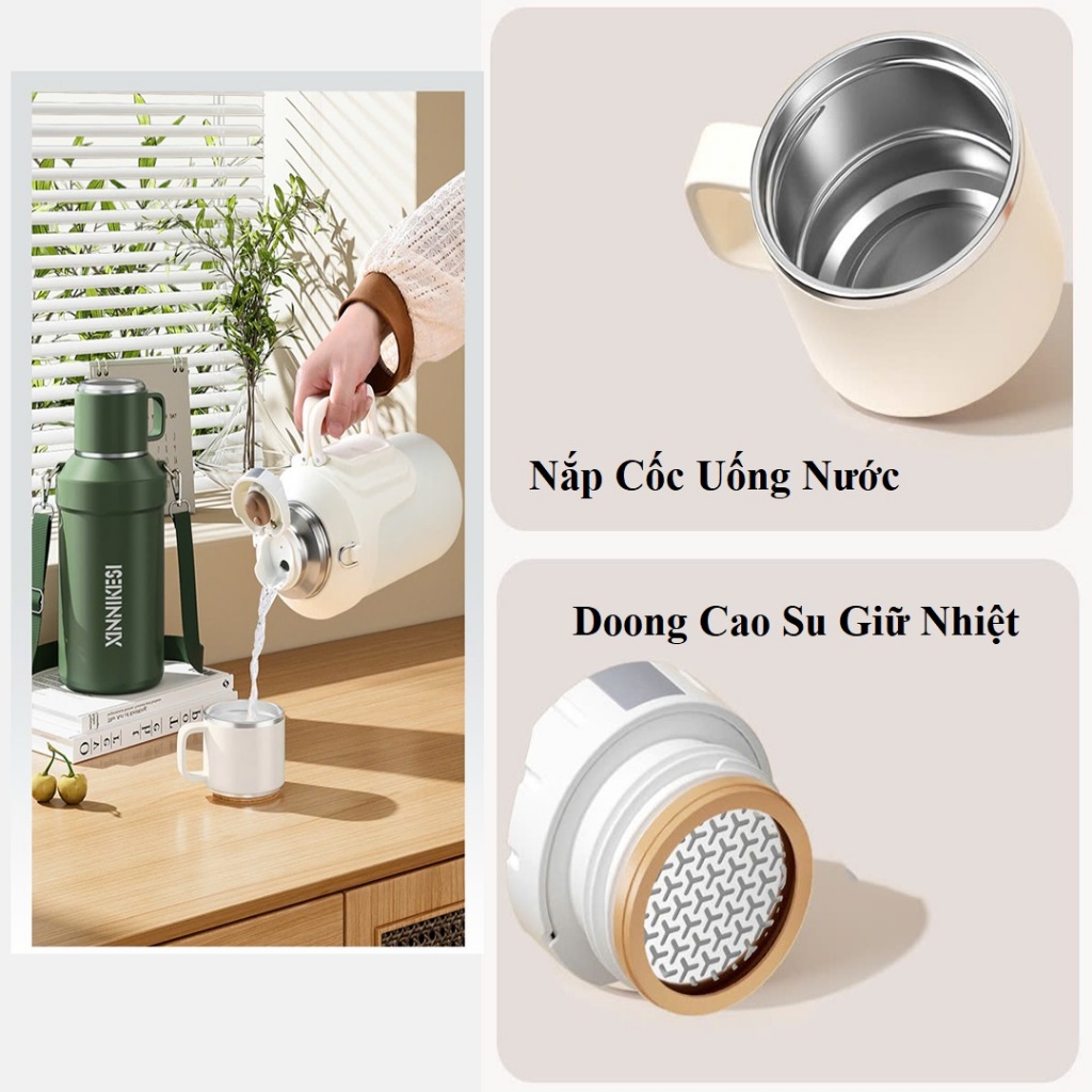 Bình Giữ Nhiệt 1500ml chất liệu INOX 316 Giữ Lạnh 36 Tiếng Giữ Nóng 24 Tiếng - NENON | BigBuy360 - bigbuy360.vn
